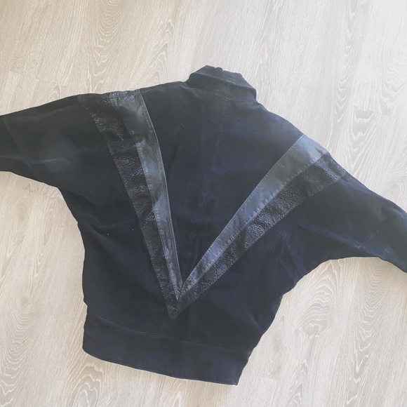 Vintage Suede and Snakeskin Bomber Coat - Picture 3 of 3